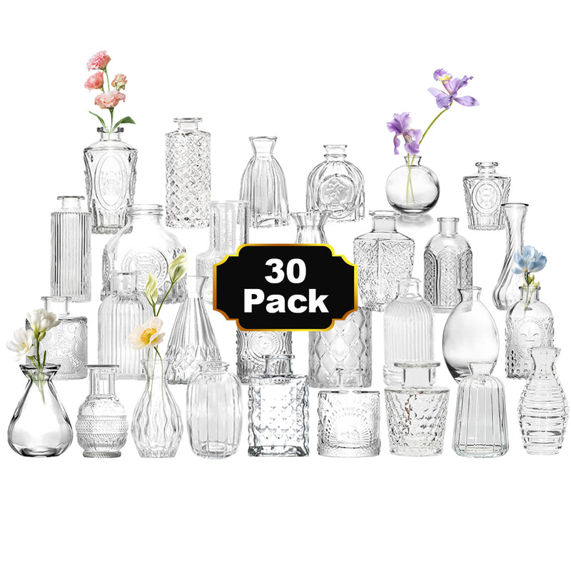 Vintage Glass Bud Vases (Set of 30)