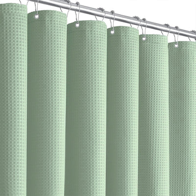 Long Shower Curtain with 12 Metal Hooks - Green