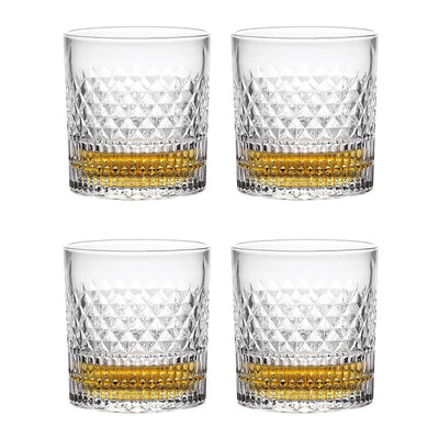 Diamond-Cut Whiskey Glasses (Set of 4)