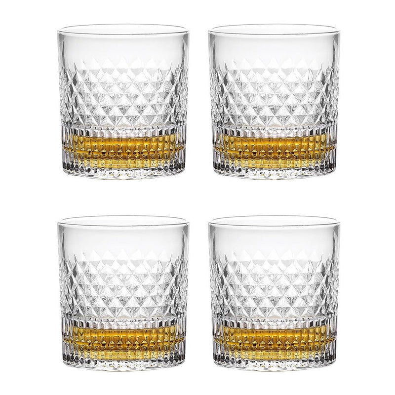 Diamond-Cut Whiskey Glasses (Set of 4)