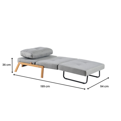 Clark Single Sofa Bed - Light Grey