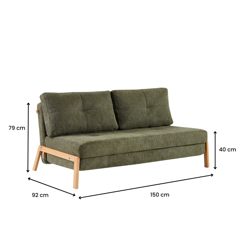 Clark 2 Seater Sofa Bed  - Green