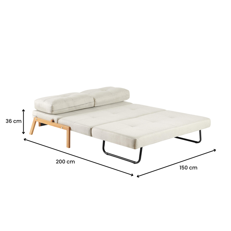 Clark 2 Seater Sofa Bed - Beige