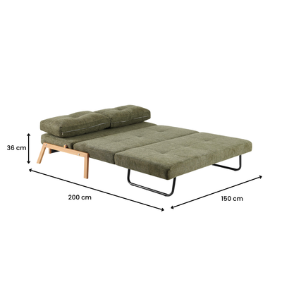 Clark 2 Seater Sofa Bed  - Green