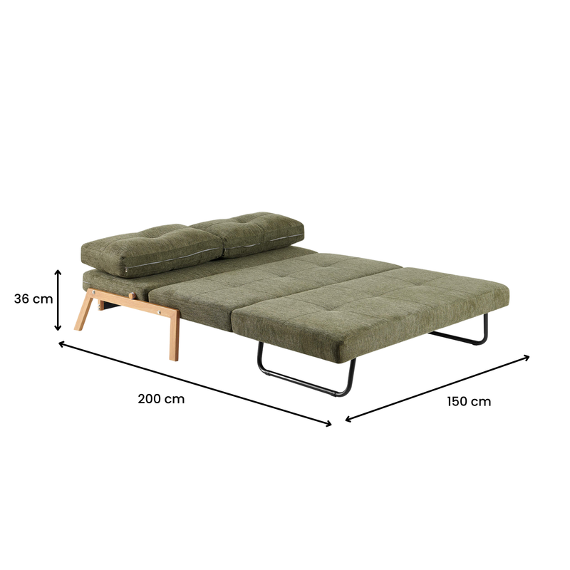 Clark 2 Seater Sofa Bed  - Green