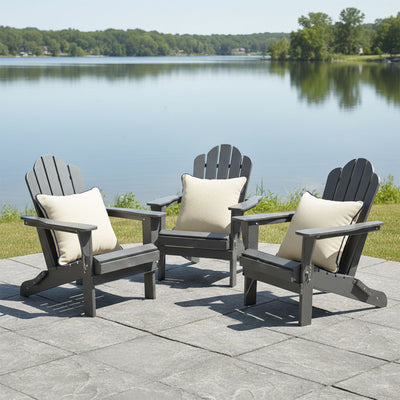 Adirondack Outdoor Chair with Cup Holder - Grey