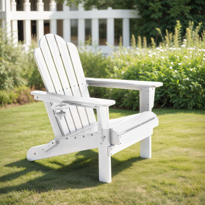 Adirondack Outdoor Chair with Cup Holder - White