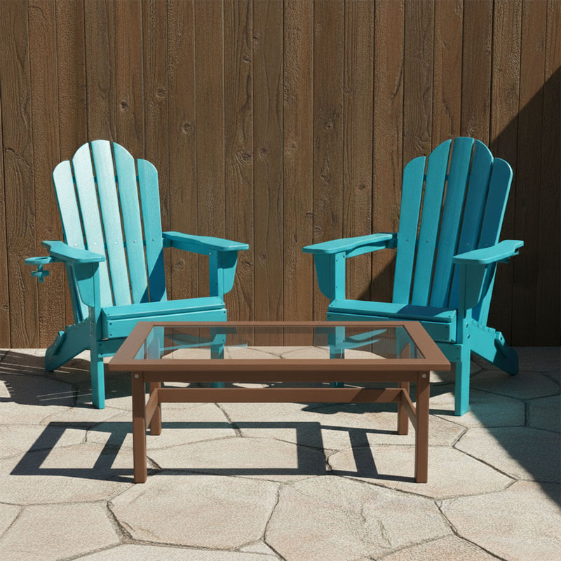 Adirondack Outdoor Chair with Cup Holder - Peacock Blue