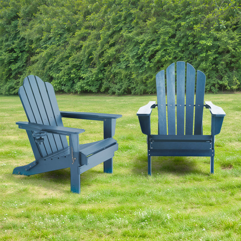 Adirondack Outdoor Chair with Cup Holder - Blue