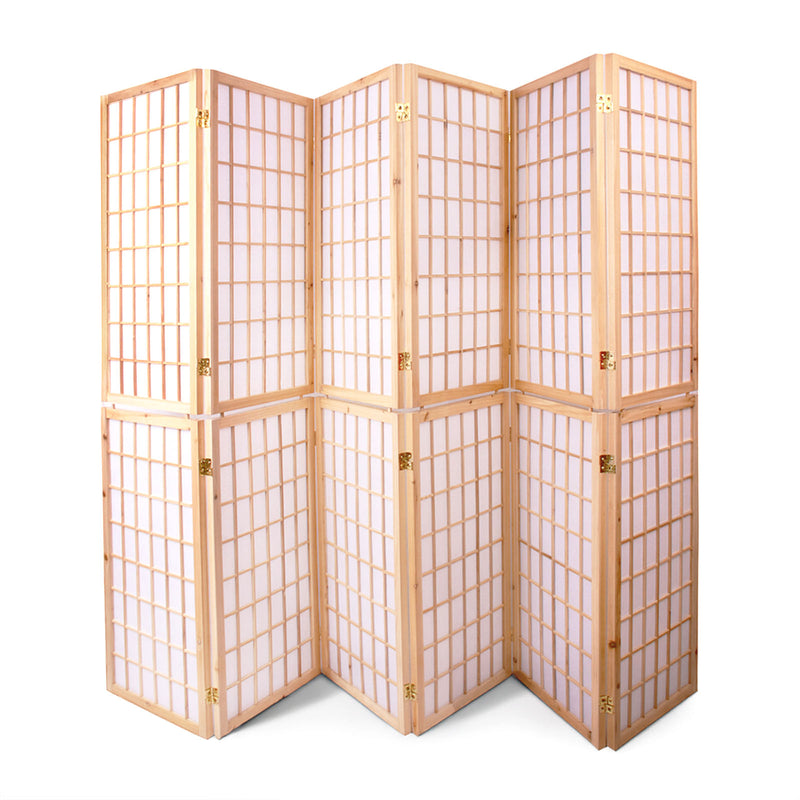 6-Panel Wooden Room Divider - Natural
