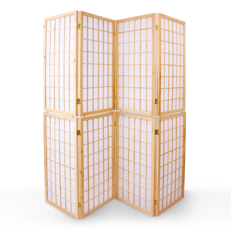 4-Panel Wooden Room Divider - Natural
