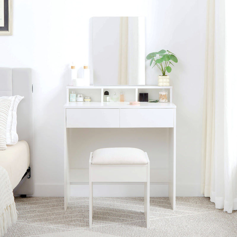 Aria Dressing Table with Mirror – White