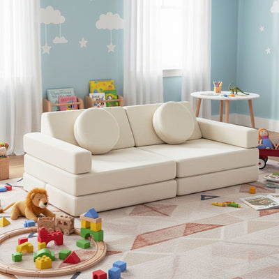 Modular Kids Play Couch – 14Pcs Convertible Sofa (Cream White)