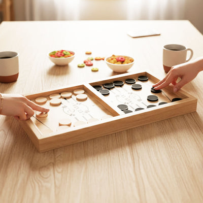 4-in-1 Game Set – Chess, Checkers, Noughts & Crosses, Sling Puck