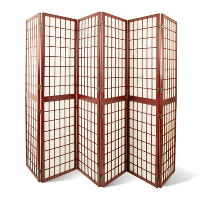 Red Wood Frame with Rice Paper Panels - 6P