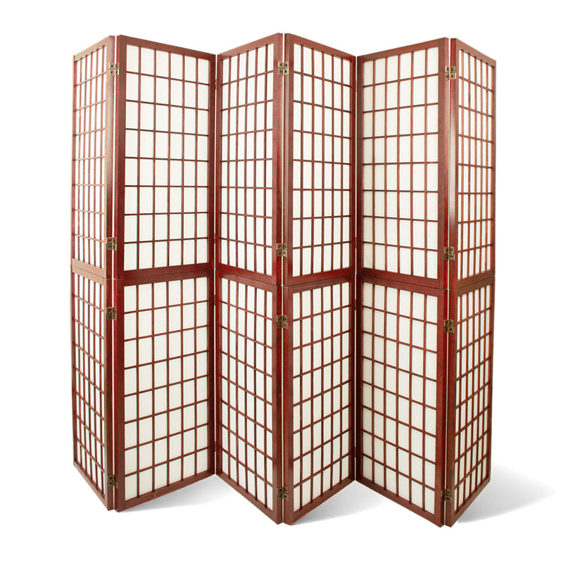 Red Wood Frame with Rice Paper Panels - 6P