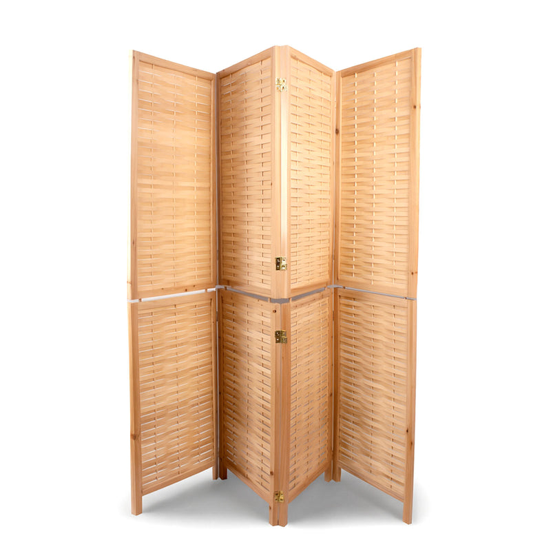 Natural Solid Wood Frame with Bamboo Strips Panels  - 4P
