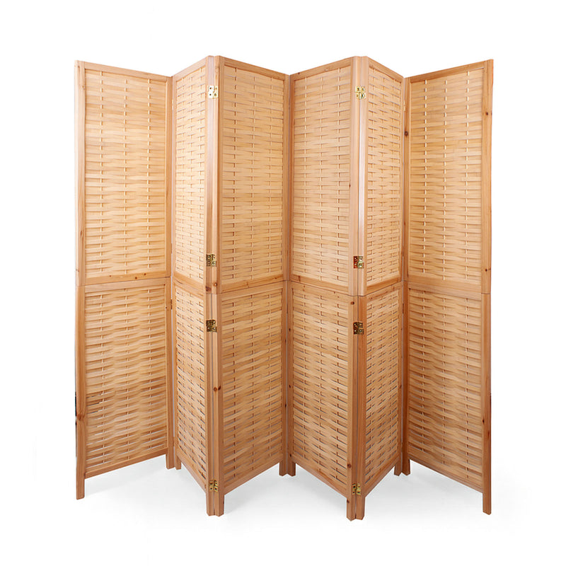Natural Solid Wood Frame with Bamboo Strips Panels  - 6P
