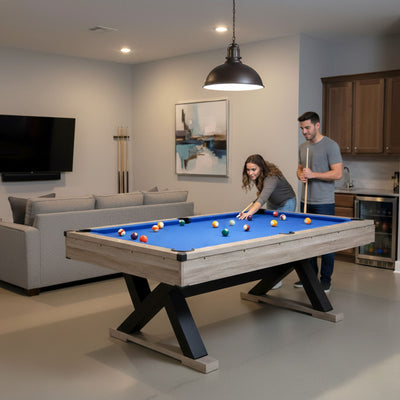 7ft Pool Table – Blue Felt with Accessories