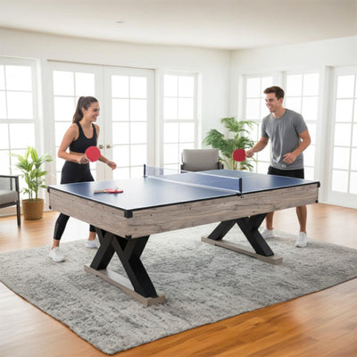 7ft 3-in-1 Game Table – Pool, Table Tennis & Air Hockey Combo with Cues, Net, Paddles & Balls