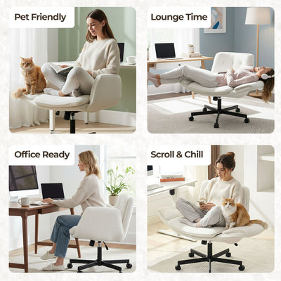 Cross-Legged Swivel Vanity Chair – Cream White