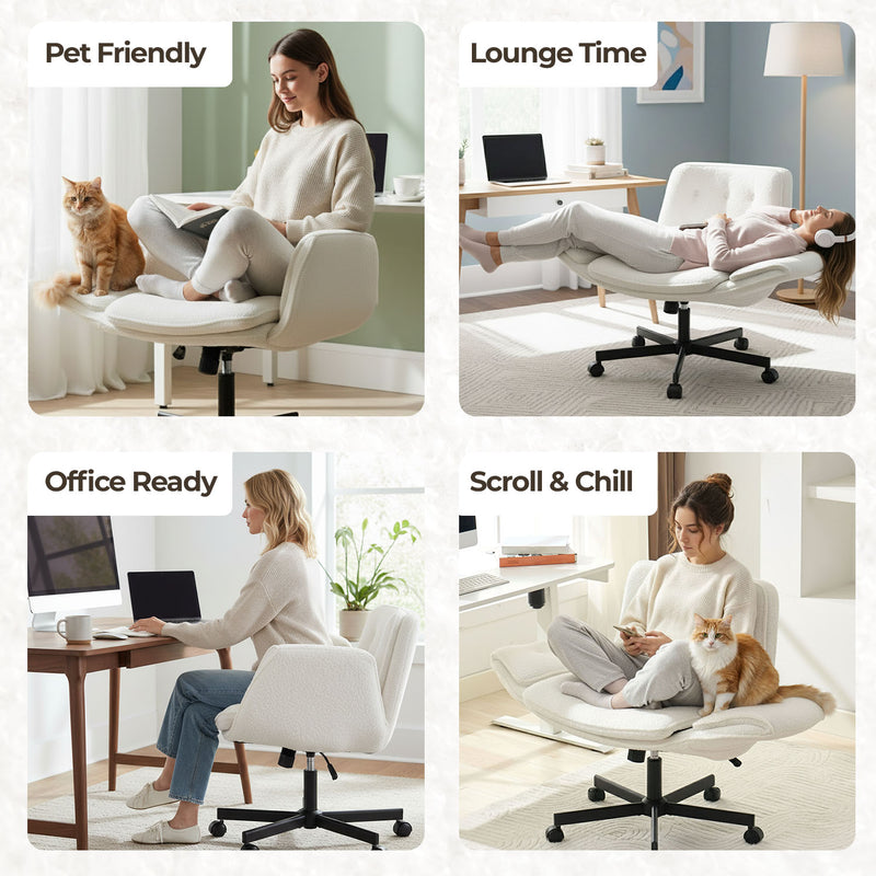 Cross-Legged Swivel Vanity Chair – Cream White