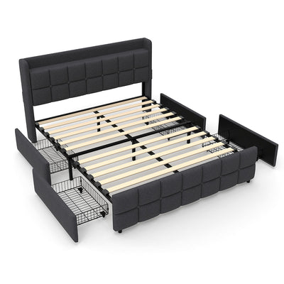 Orion Fabric Storage Bed Frame – Grey (Queen)