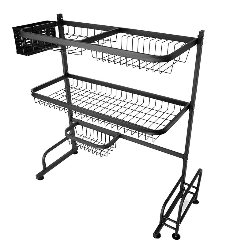 Over The Sink Dish Drying Rack 65cm Wide 3 Tier - Black