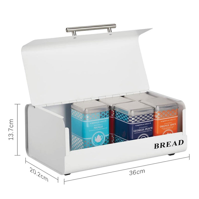 Metal Bread Box - White