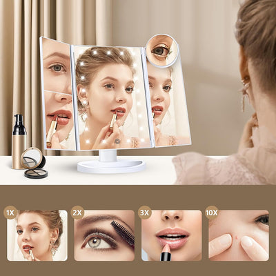 LED Tri-Fold Makeup Mirror