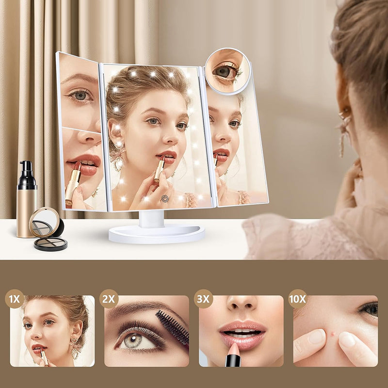 LED Tri-Fold Makeup Mirror
