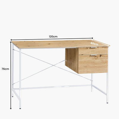 2 Drawer Computer Office Desk - Oak