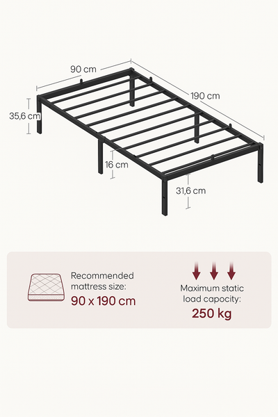 Modern Metal Bed Base – Single