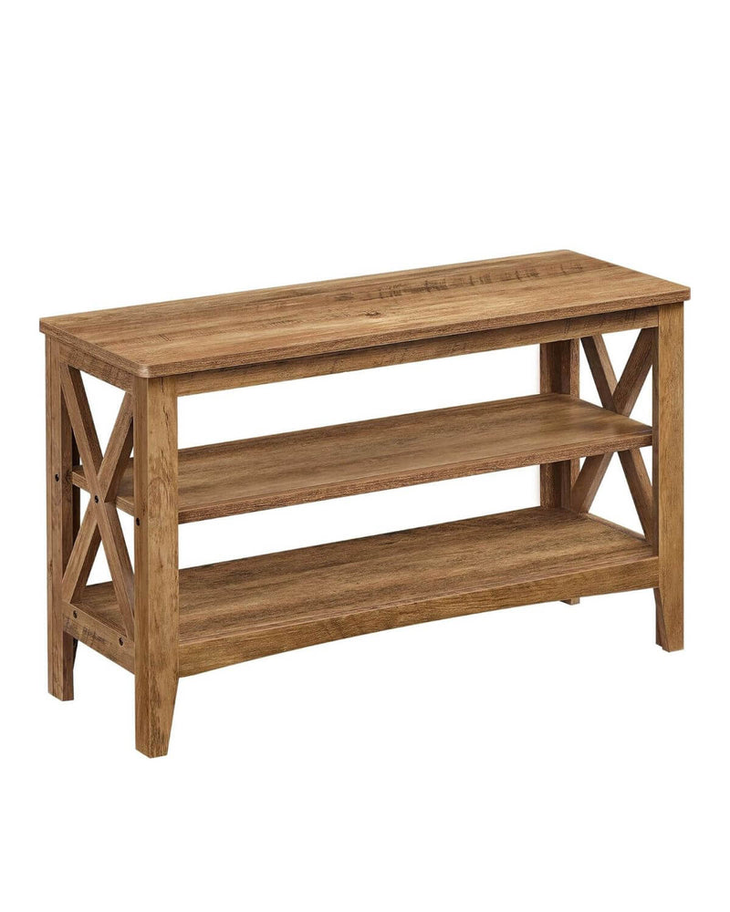 2 Tier Shoe Storage Bench Rack 80 x 30 x 48 cm - Brown