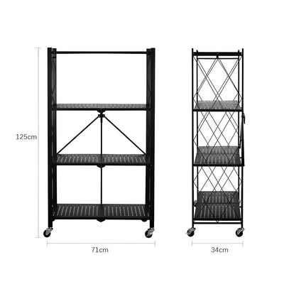 Foldable 4-Tier Metal Rack Storage Shelving Unit