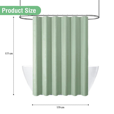 Long Shower Curtain with 12 Metal Hooks - Green