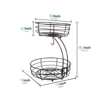 Fruit Vegetables 2 Tier Basket Bowl - Black