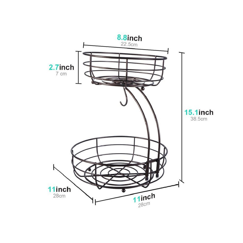 Fruit Vegetables 2 Tier Basket Bowl - Black