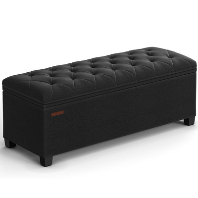 2 in 1 Storage Ottoman Bench Seat - Black