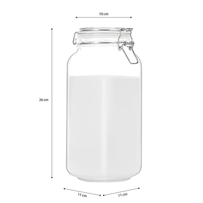 Top view of 3 Pack 2200ml Glass Food Storage Jars with Airtight Clamp Lids