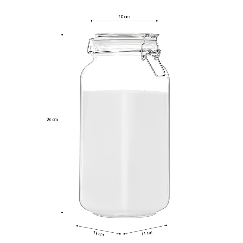 Top view of 3 Pack 2200ml Glass Food Storage Jars with Airtight Clamp Lids
