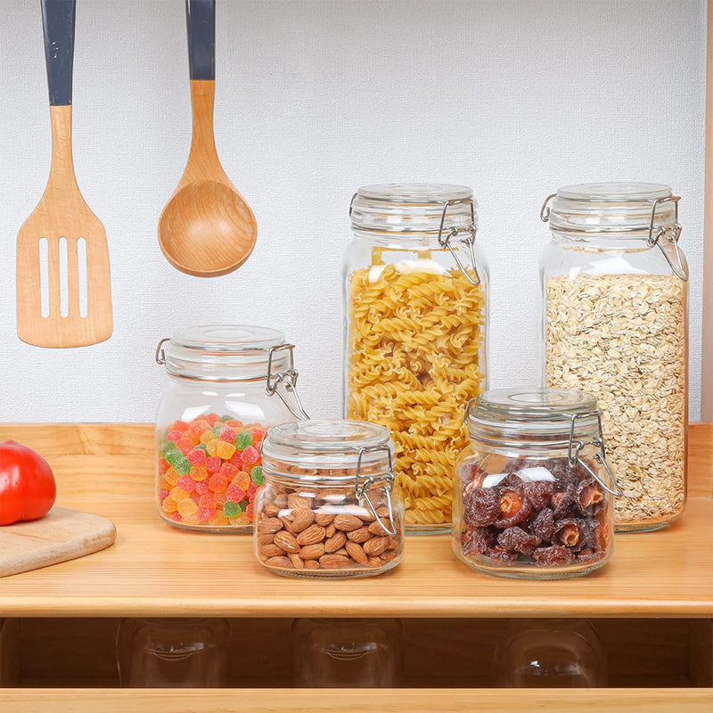 Kitchen storage with 3 Pack 2200ml Glass Food Storage Jars with Airtight Clamp Lids