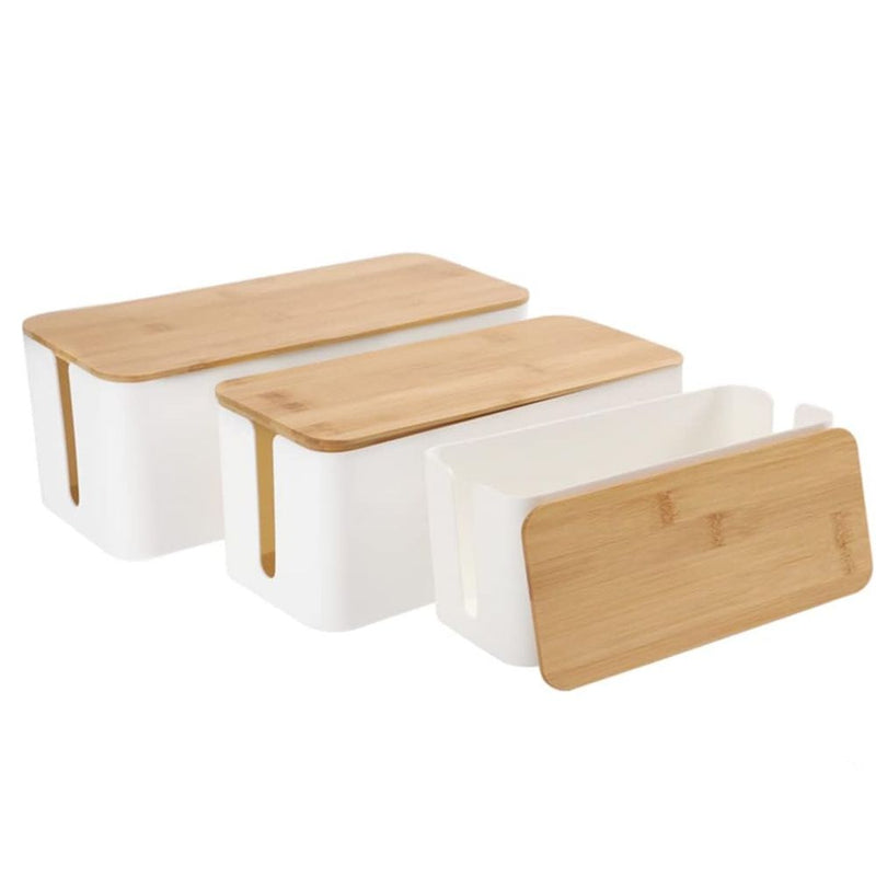 Wooden Style Cable Management Box 3 Pack