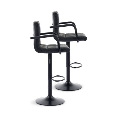 Adjustable Bar Stools with Armrests – Black (Set of 2)