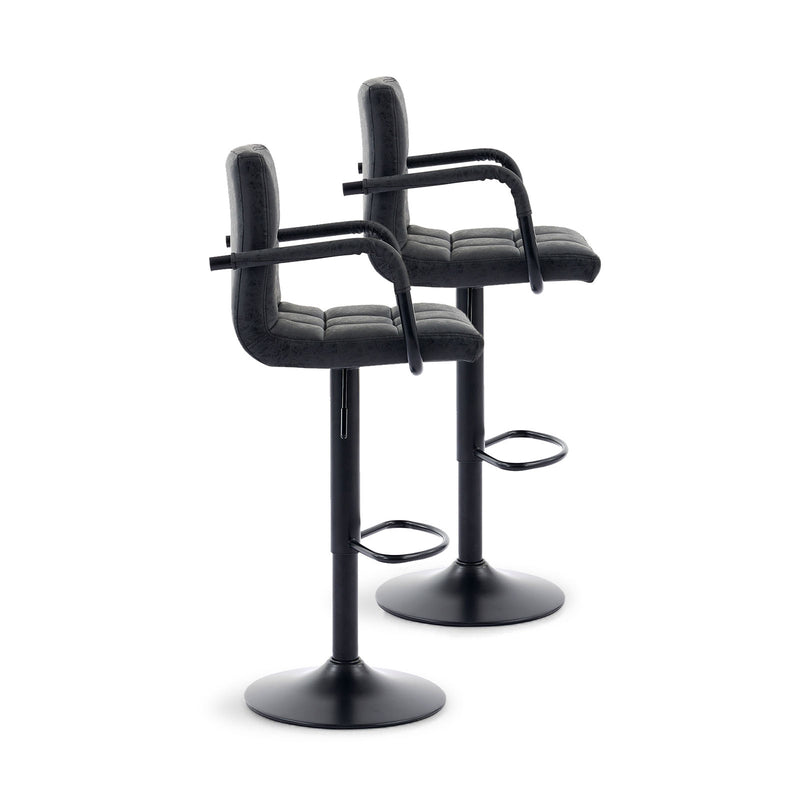 Adjustable Bar Stools with Armrests – Black (Set of 2)