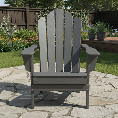 Adirondack Outdoor Chair with Cup Holder - Grey