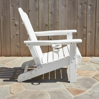 Adirondack Outdoor Chair with Cup Holder - White