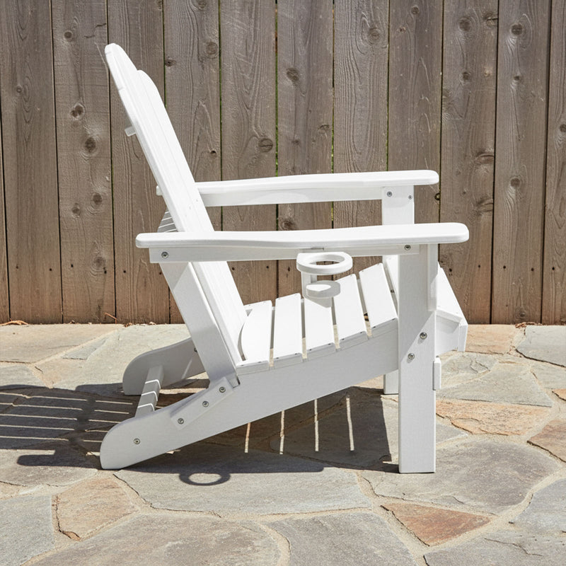 Adirondack Outdoor Chair with Cup Holder - White