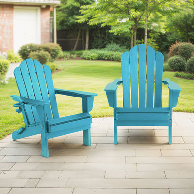 Adirondack Outdoor Chair with Cup Holder - Peacock Blue