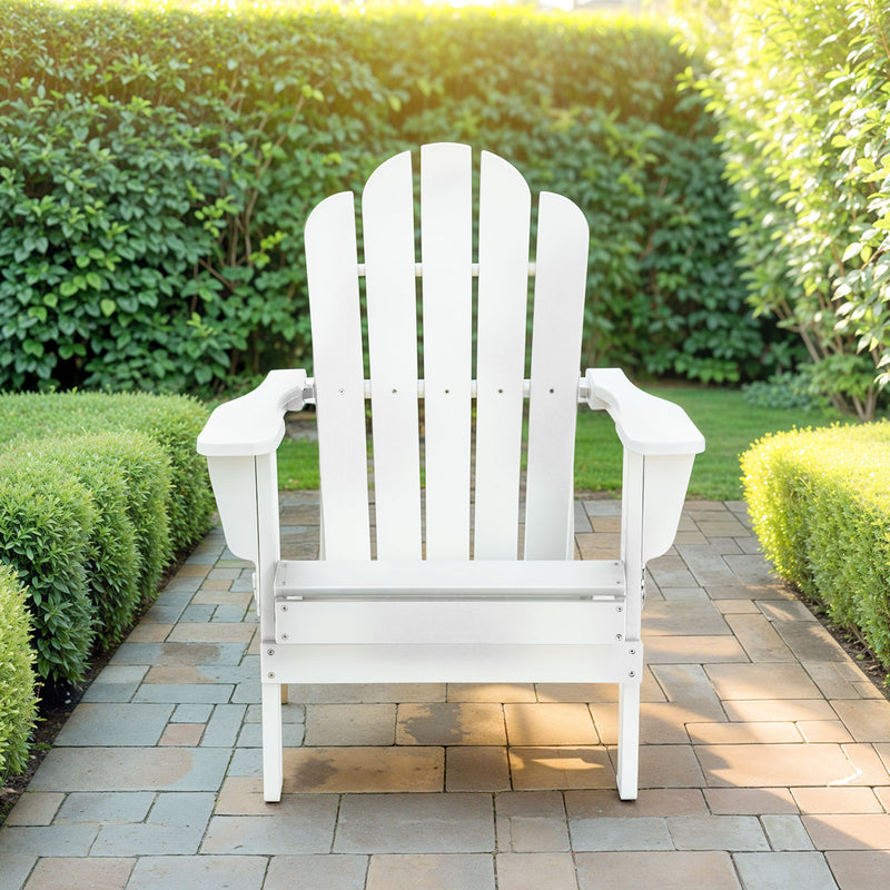 Adirondack Outdoor Chair with Cup Holder - White